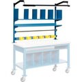 Global Equipment Riser Kit w/ Dividers Shelves   LED Light Kit, 60"W, Blue 606971